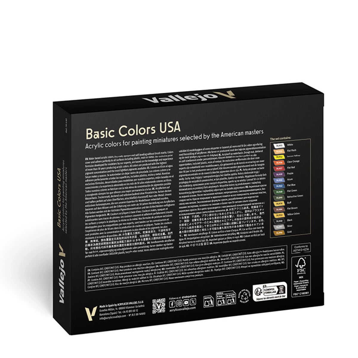 Vallejo Model Color: Basic Colors USA Set (16 x 18ml)