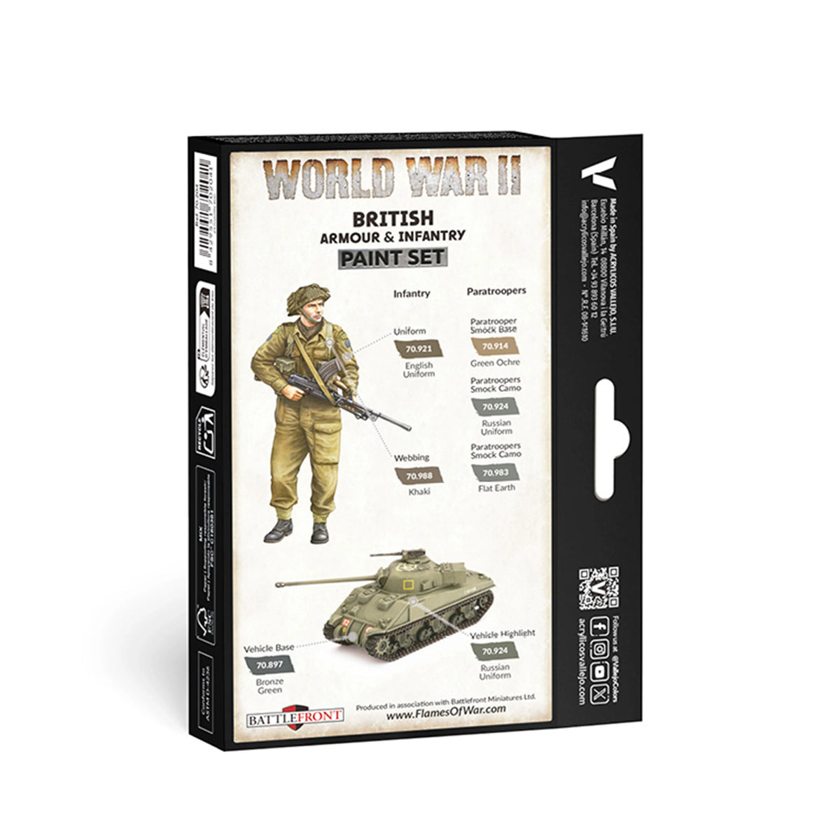 Vallejo Model Color: WWII British Armour & Infantry Set (6 x 18 ml)