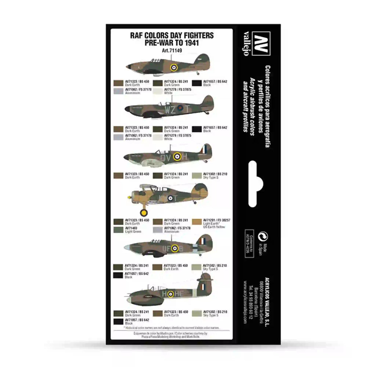 Vallejo RAF Day Fighters paint set | Pre-War to 1941