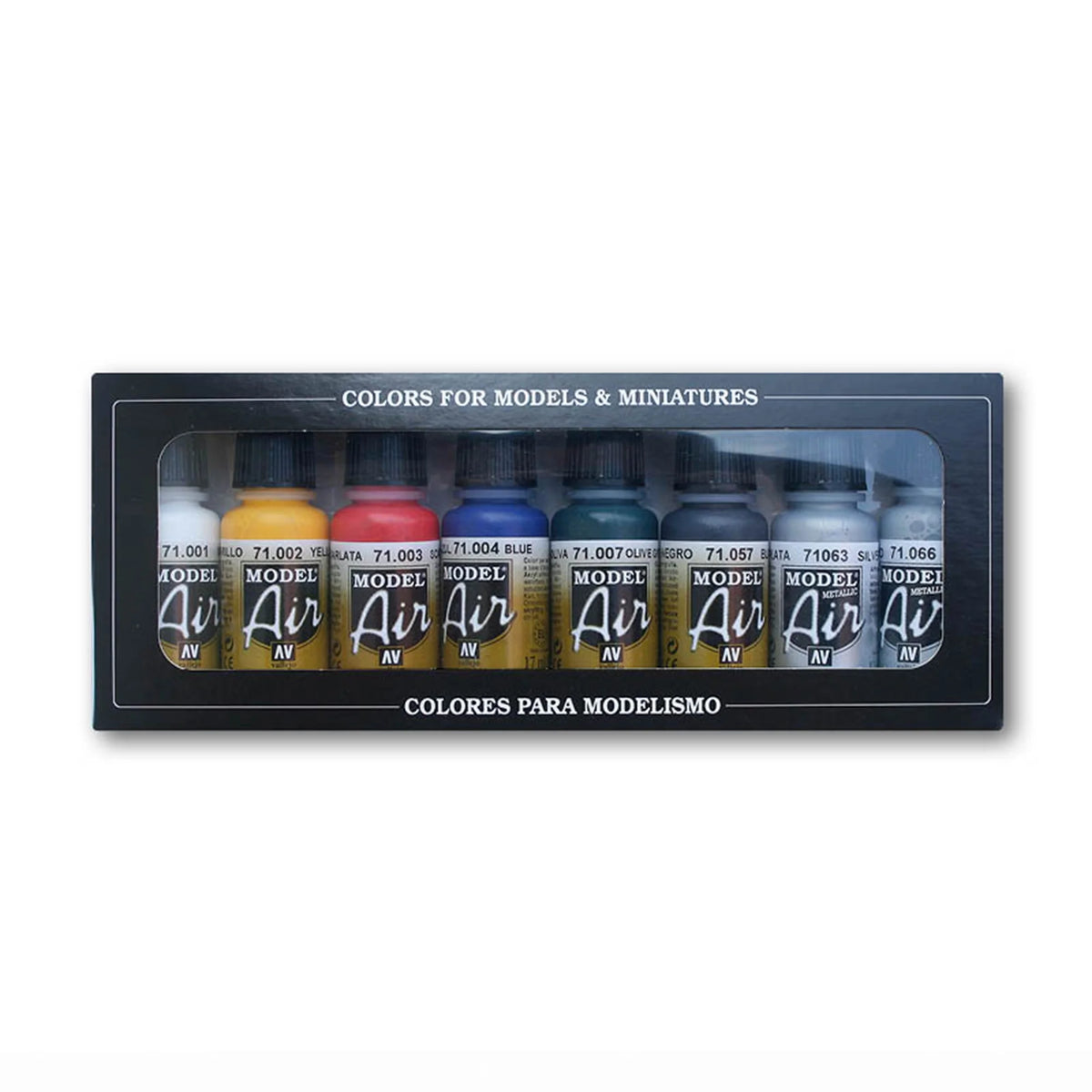 Vallejo Model Air Set: Basic Colors Paint Set (8ct)