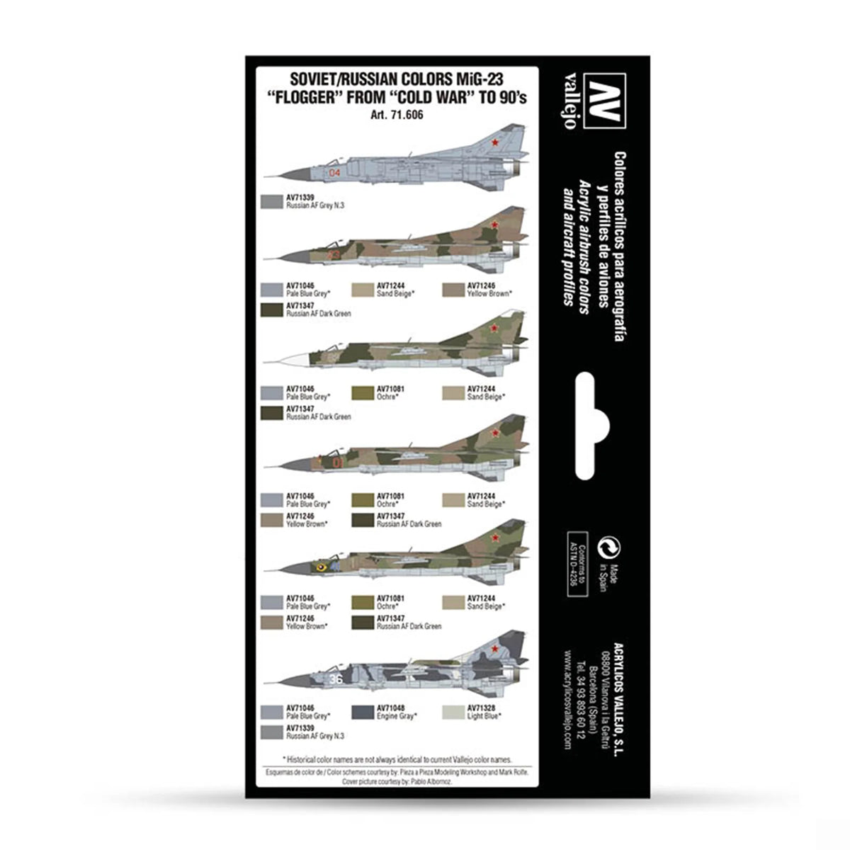 Vallejo Model Air Set: Soviet/Russian colors MiG-23 “Flogger” from 70’s to 90’s