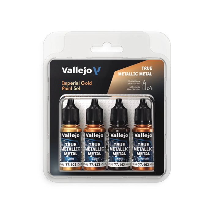 Vallejo True Metallic Metal: Imperial Gold Paint Set (4x18ml)