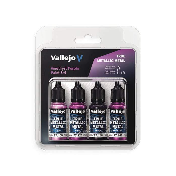 Vallejo True Metallic Metal: Amethyst Purple Paint Set (4x18ml)