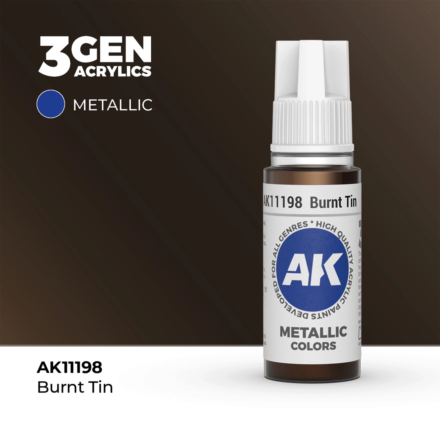 AK Interactive Metallic Colors - Burnt Tin (17ml)