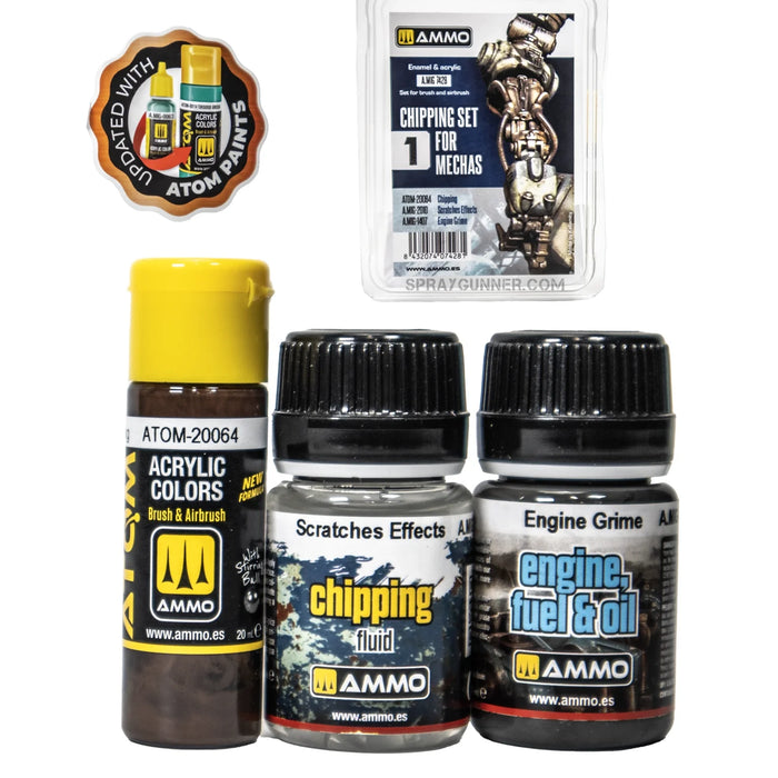 AMMO by MIG Chipping Set for Mechas with ATOM paint