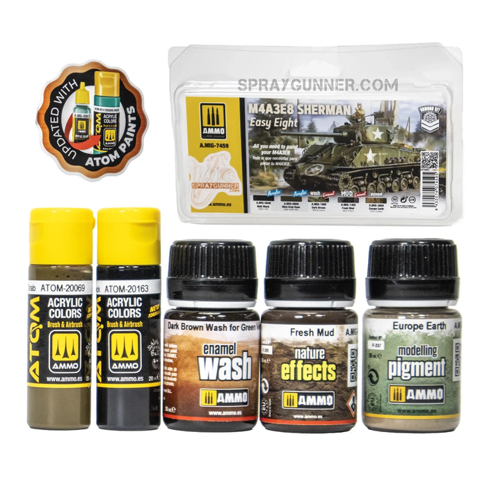 AMMO by MIG M4A3E8 Sherman Easy Eight Set with ATOM paint