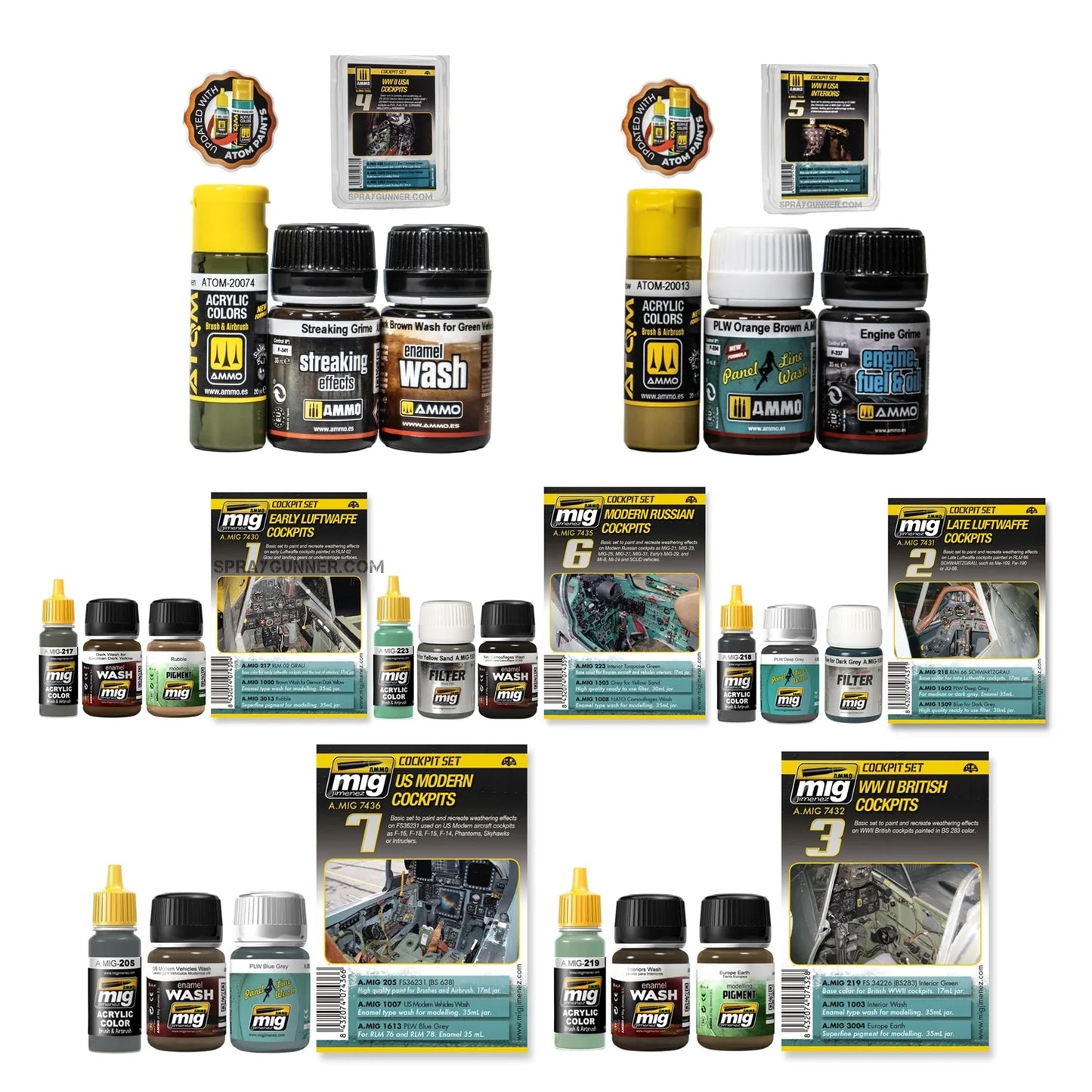 AMMO by MIG World War Plane Cockpit Paint and Weathering Set