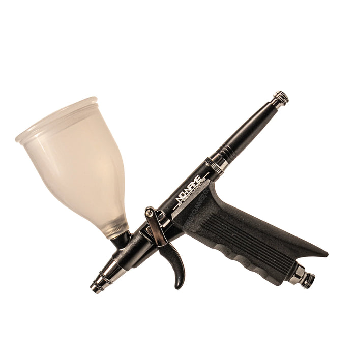 GX13 Pistol Trigger Gravity Feed Airbrush Set with Round and Fan Pattern Caps by NO-NAME Brand