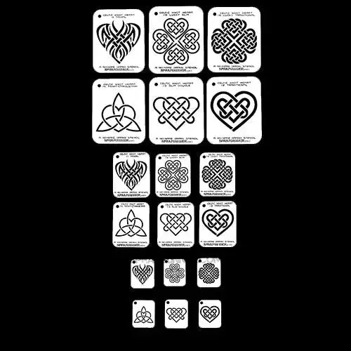 NO-NAME Brand Celtic Heart Stencils Full Set (All Sizes)