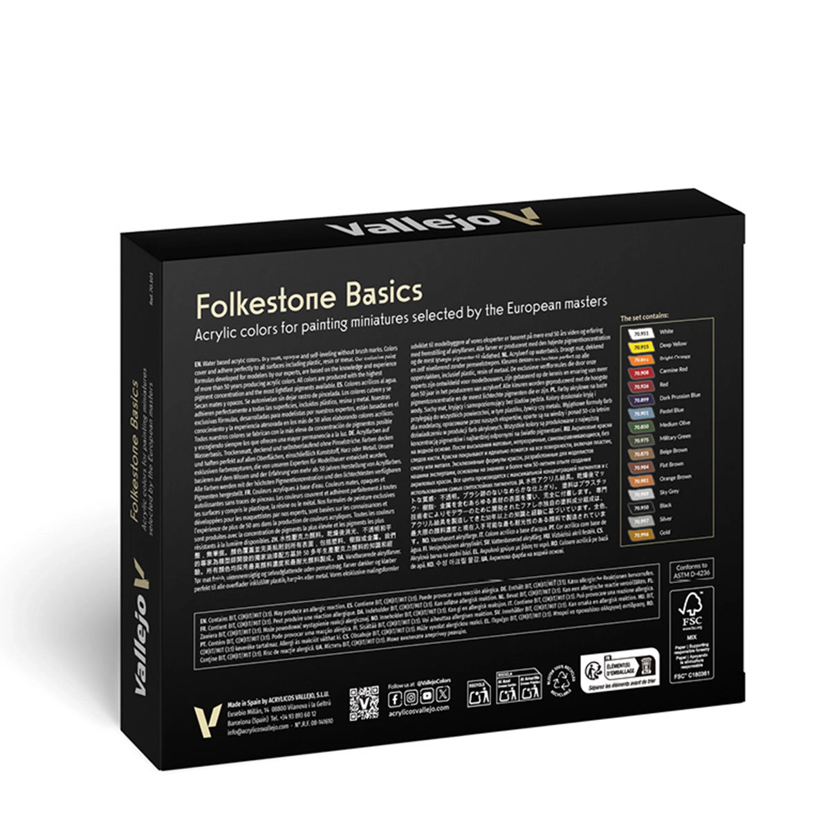 Vallejo Model Color: Folkestone Basics Set (16 x 18ml)