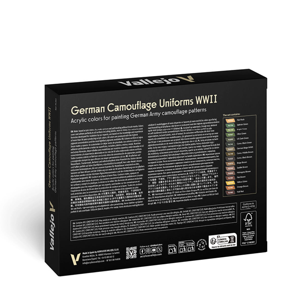 Vallejo Model Color: German Camouflage Uniforms WWII Set (16 x 18ml)