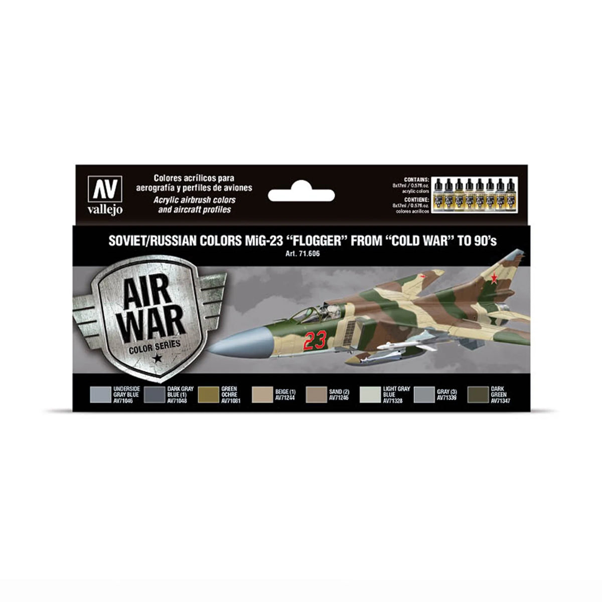 Vallejo Model Air Set: Soviet/Russian colors MiG-23 “Flogger” from 70’s to 90’s