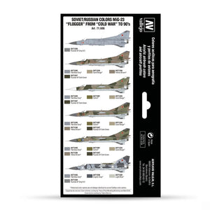 Vallejo Model Air Set: Soviet/Russian colors MiG-23 “Flogger” from 70’s to 90’s