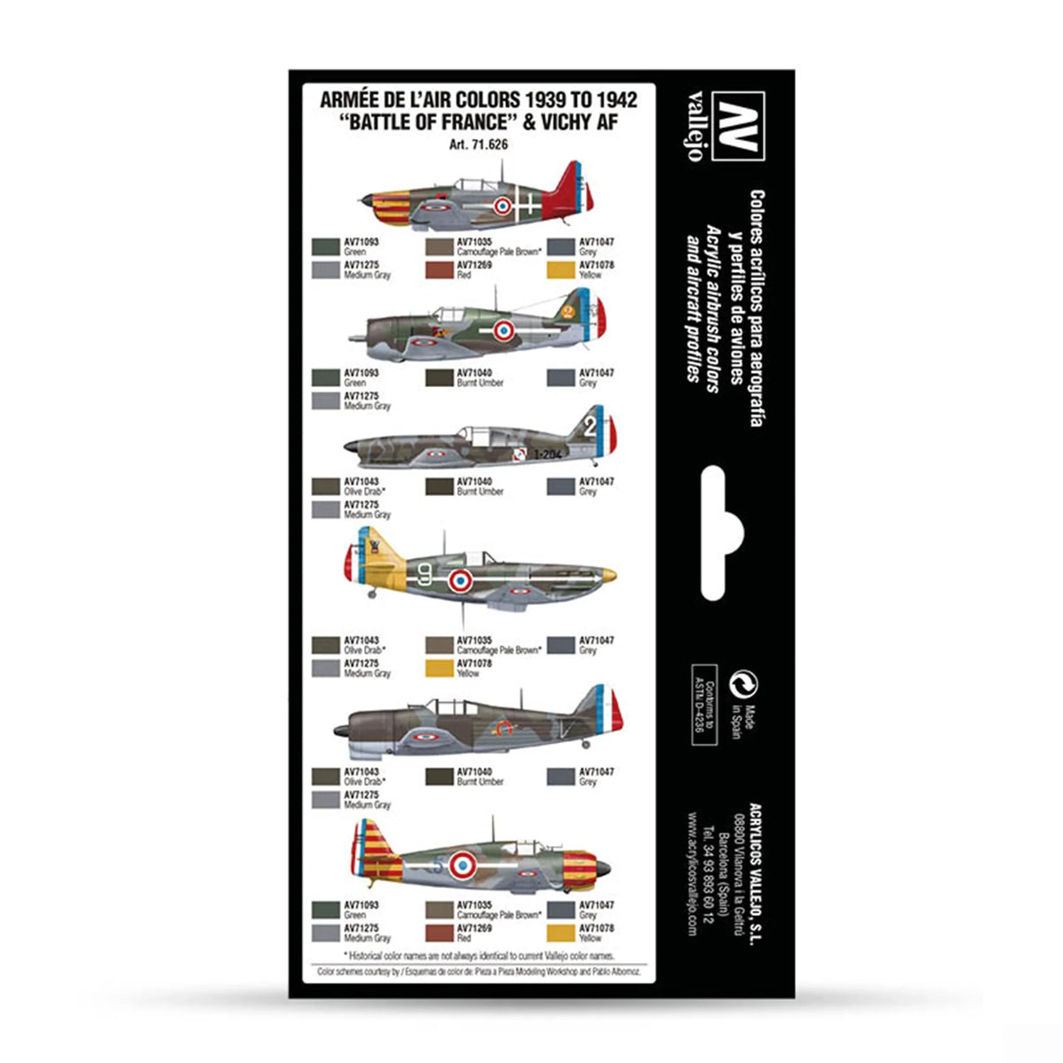 Vallejo Model Air Set: Armée de l’Air colors 1939 to 1942 “Battle of France” & Vichy AF