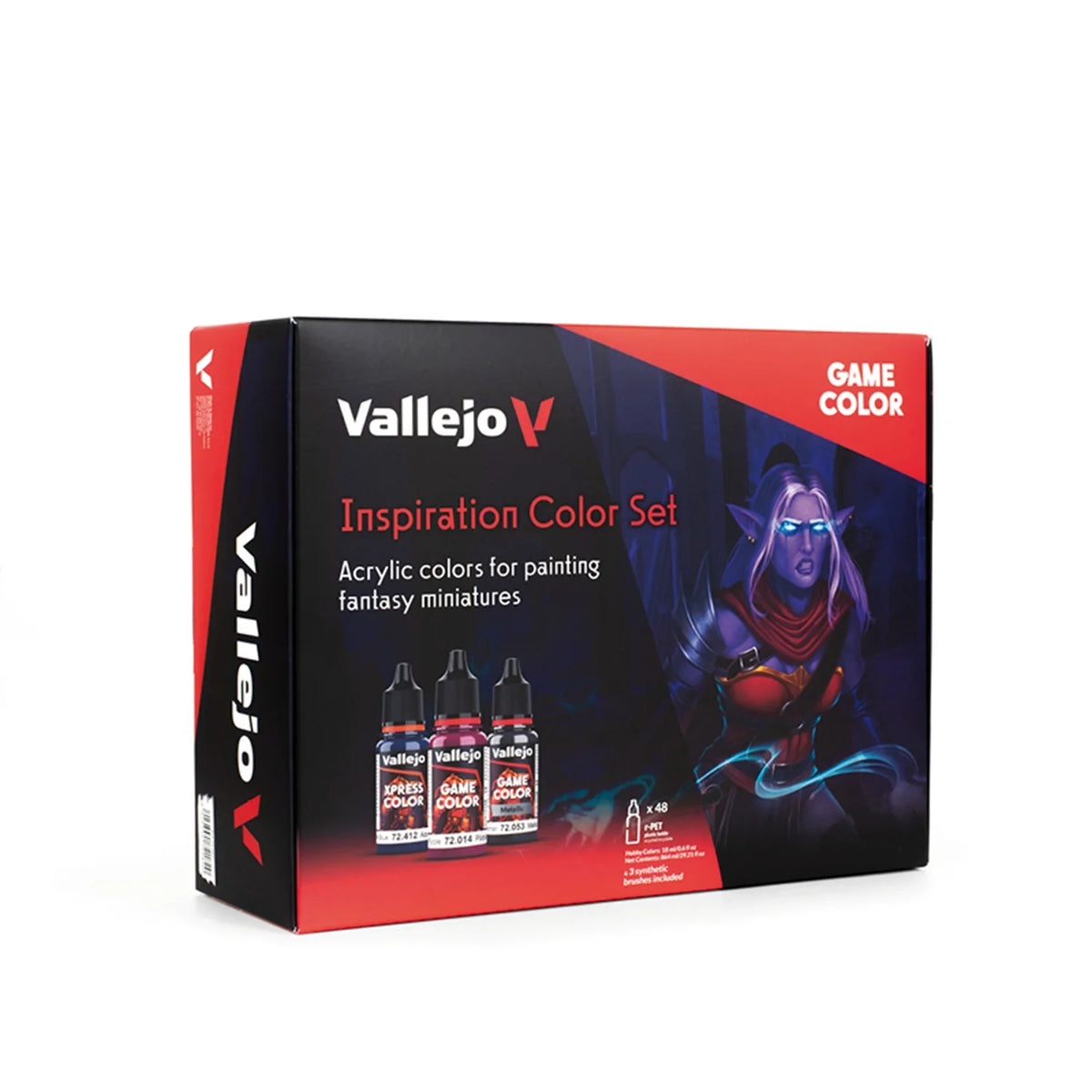 Vallejo Game Color Inspiration Color Set (48 Colors + Brush Set & Guide)