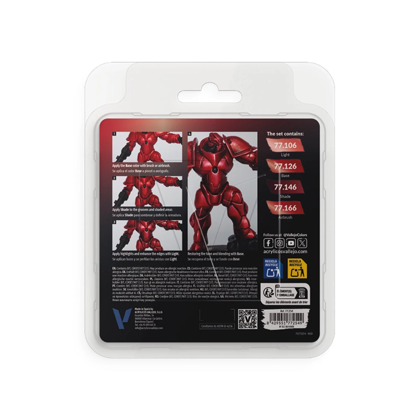 Vallejo True Metallic Metal: Ruby Red Paint Set (4x18ml)