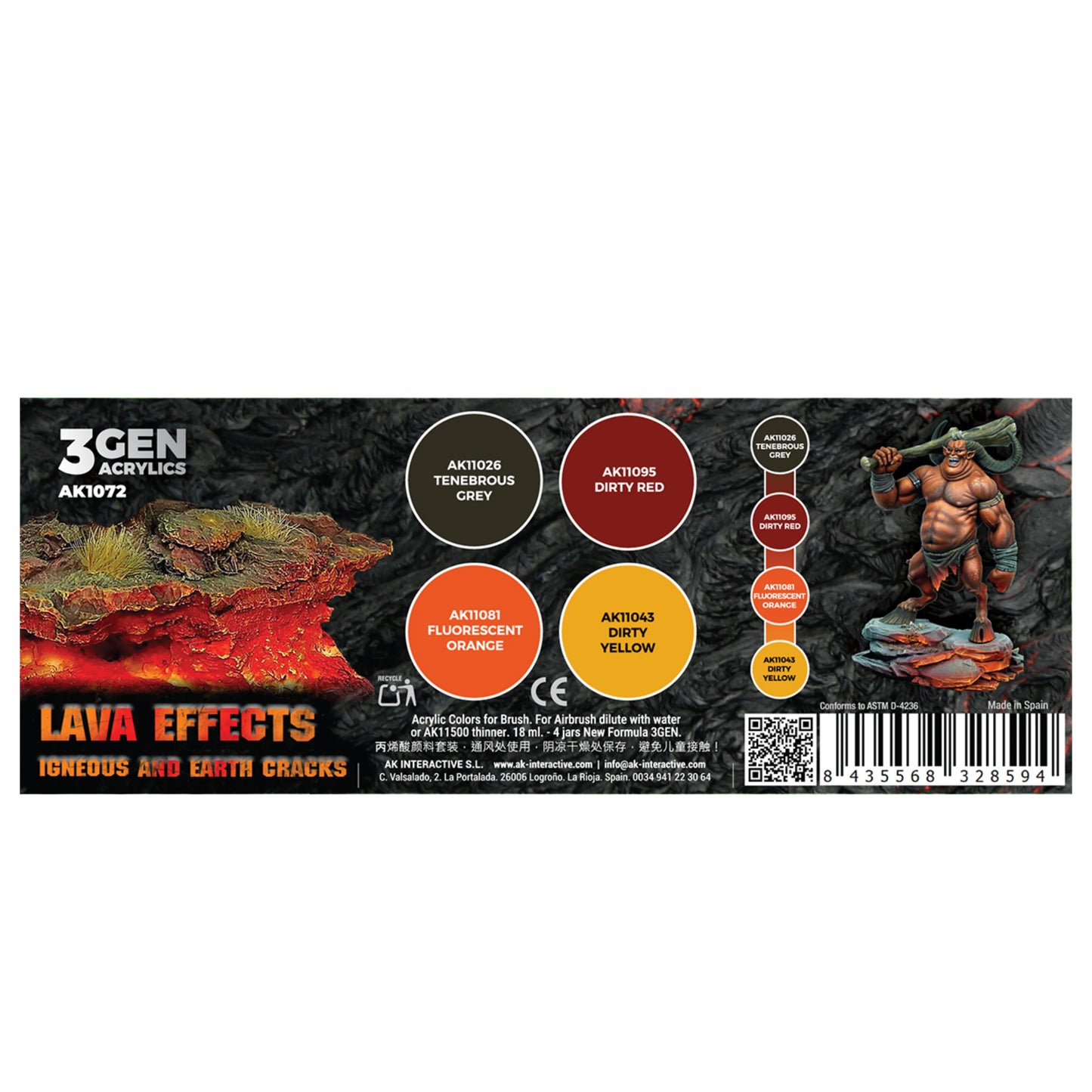 AK Interactive AK1072 Lava Effects Paint Set