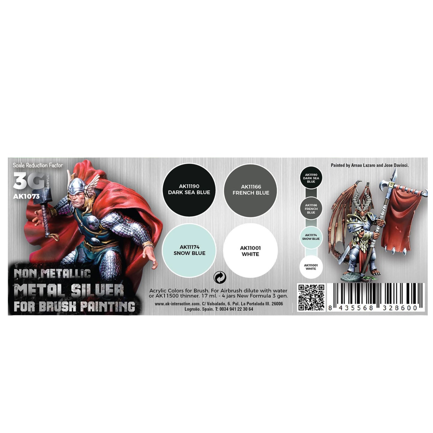 AK Interactive AK1073 NMM Silver Paint Set with Brush