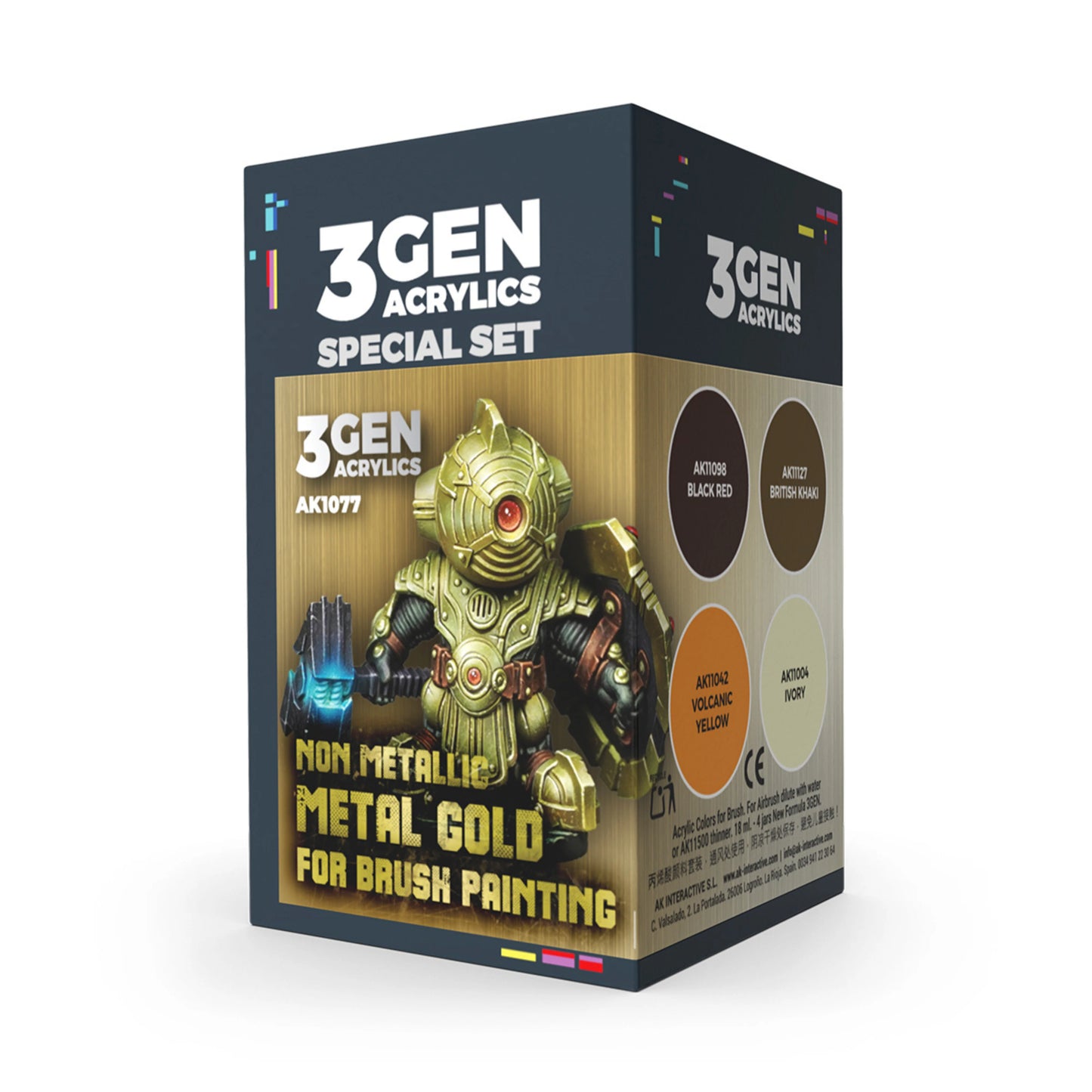 AK Interactive AK1077 NMM Gold Paint Set with Brush