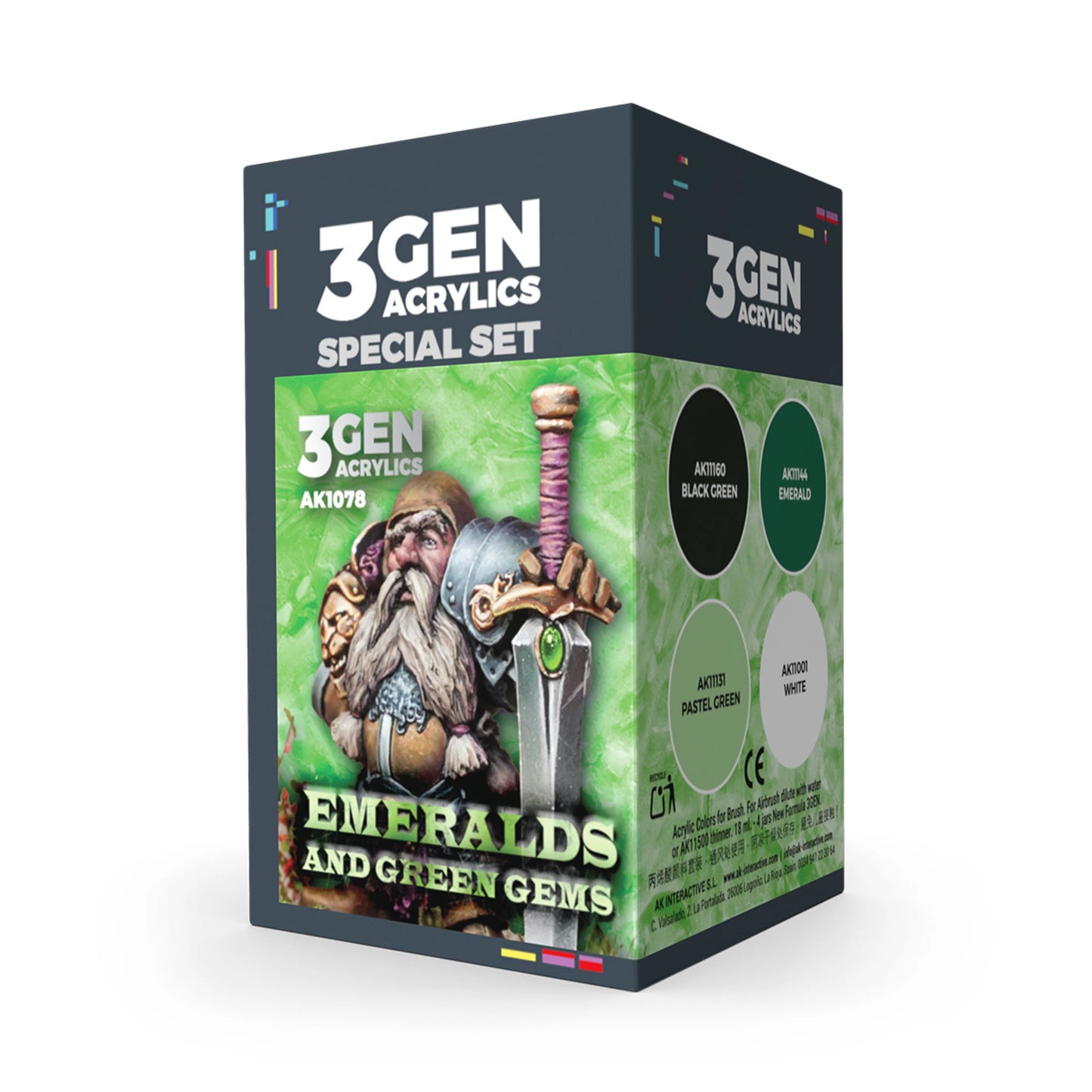AK Interactive AK1078 Emeralds & Green Gems Paint Set