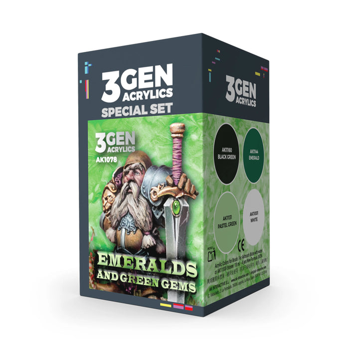 AK Interactive AK1078 Emeralds & Green Gems Paint Set