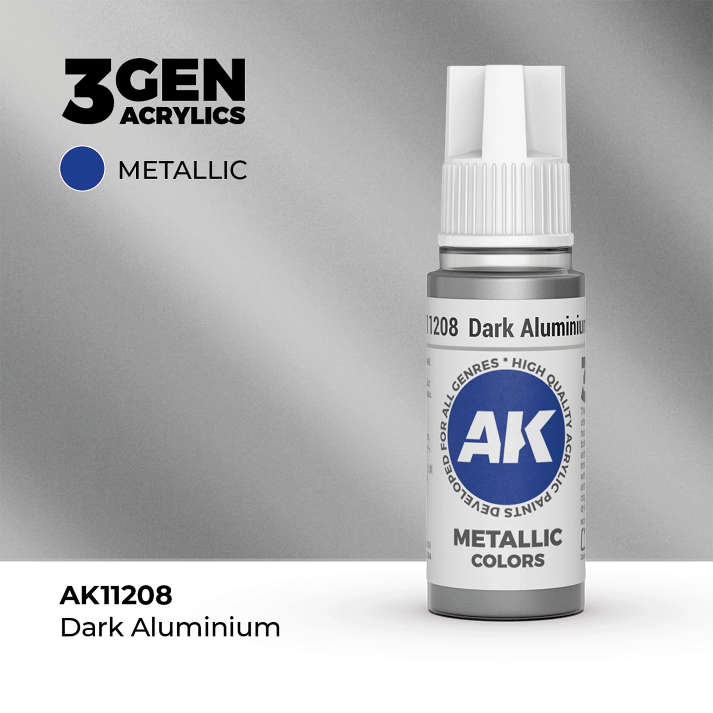AK Interactive Metallic Colors - Dark Aluminium (17ml)