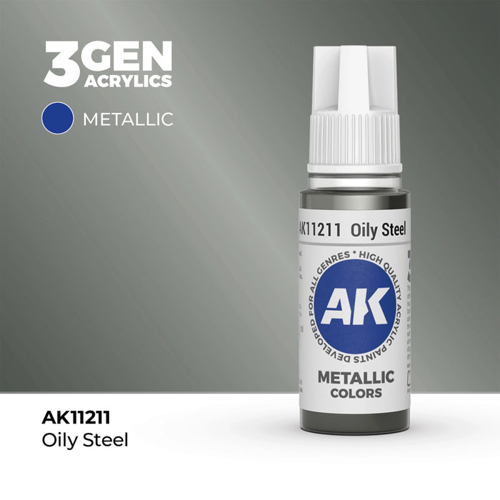 AK Interactive Metallic Colors - Oily Steel (17ml)