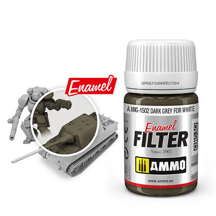 AMMO by MIG Filter Dark Grey for White