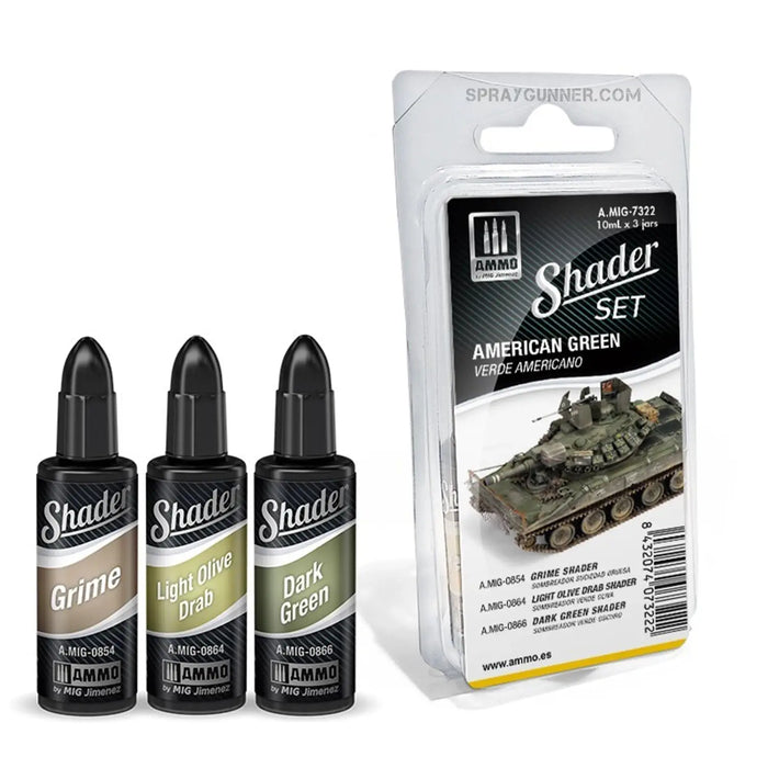 AMMO by MIG MATT SHADER Set American Green