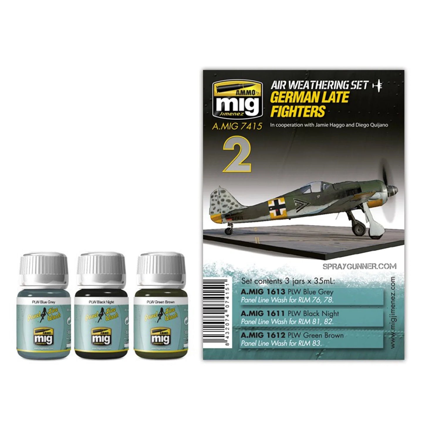 AMMO by MIG Aircraft Panel Line Wash Sets German Late Fighters