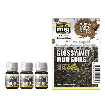 AMMO by MIG Enamel Earth & Mud Sets Glossy Wet Mud Soils