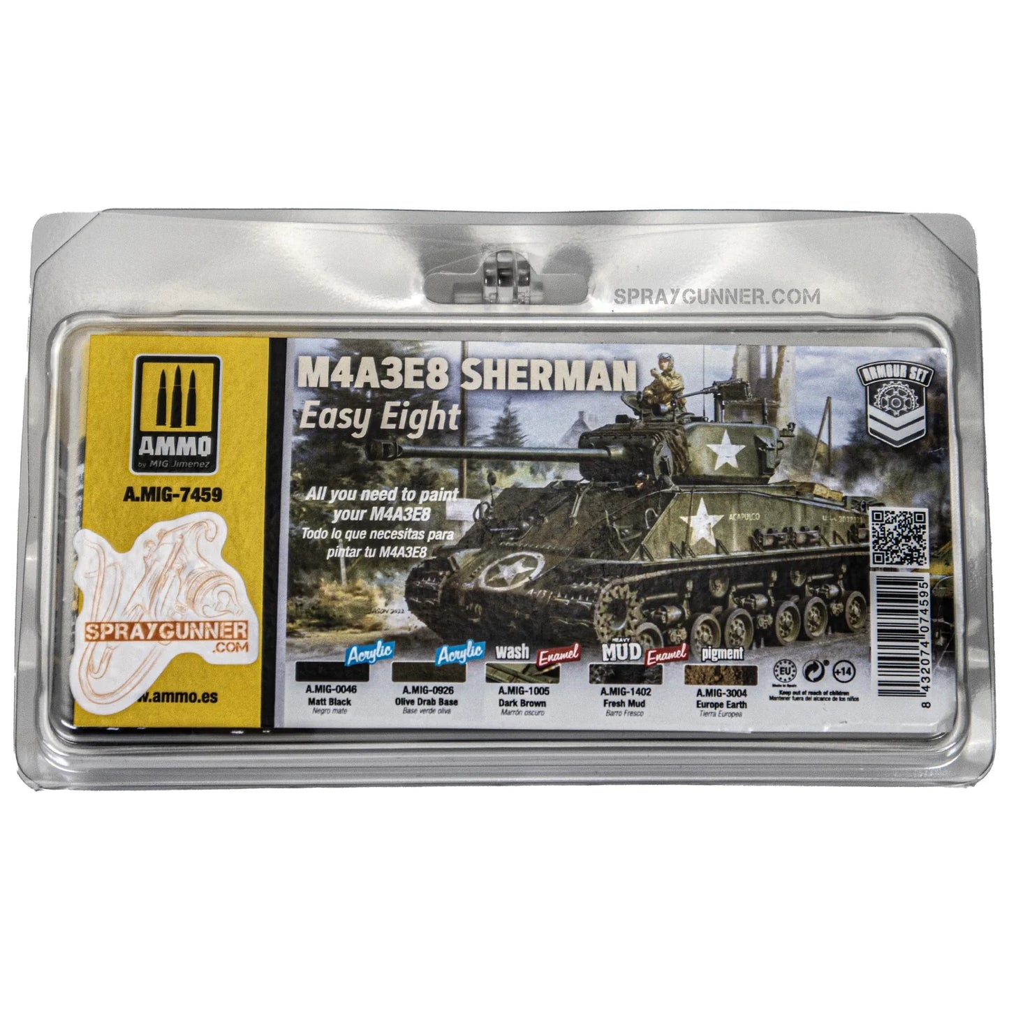 AMMO by MIG M4A3E8 Sherman Easy Eight Set with ATOM paint