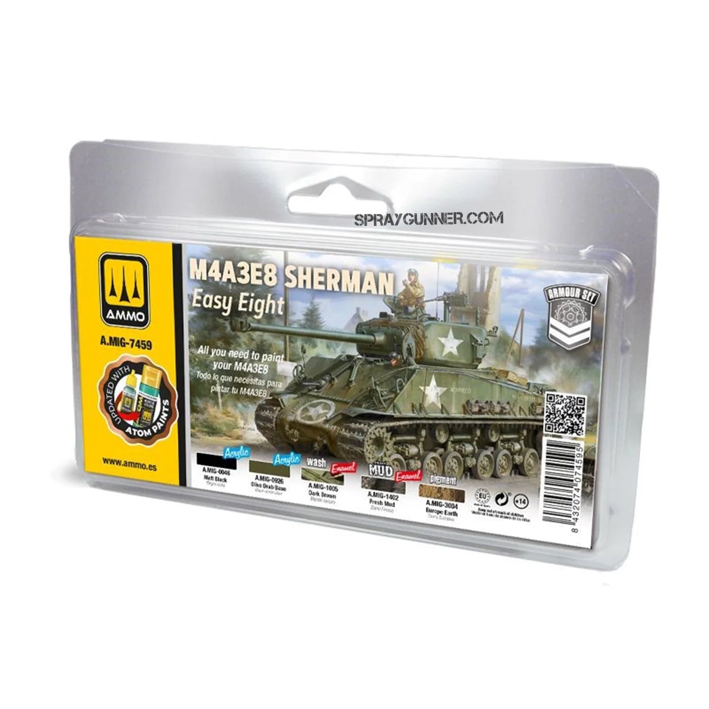 AMMO by MIG M4A3E8 Sherman Easy Eight Set with ATOM paint