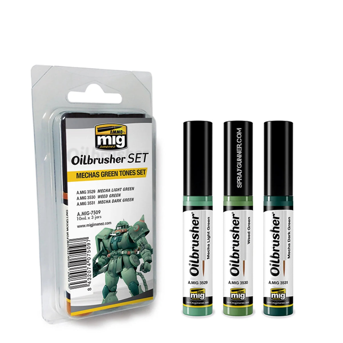 AMMO by MIG Oilbrusher MECHAS GREEN TONES SET