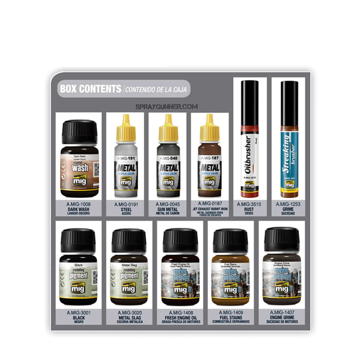 AMMO by MIG Weathering Sets Super Pak. Weathering for Engines