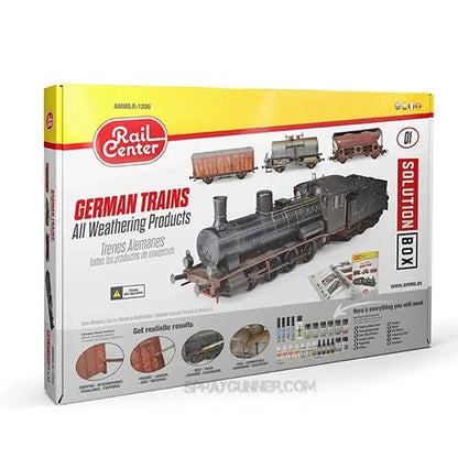 AMMO RAIL CENTER SOLUTION BOX 01 – GERMAN TRAINS. All Weathering Products AMMO by Mig Jimenez