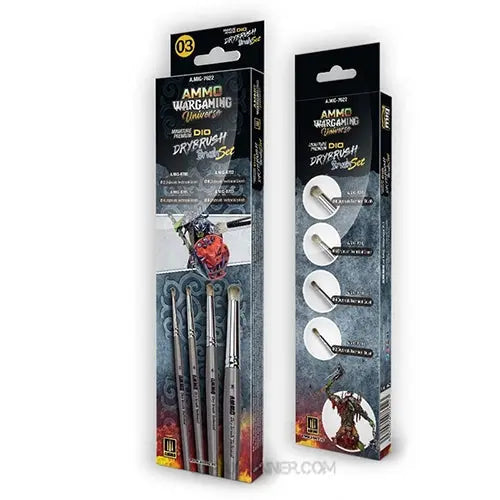 AMMO WARGAMING UNIVERSE - Miniature Premium DIO DRYBRUSH Brush Set