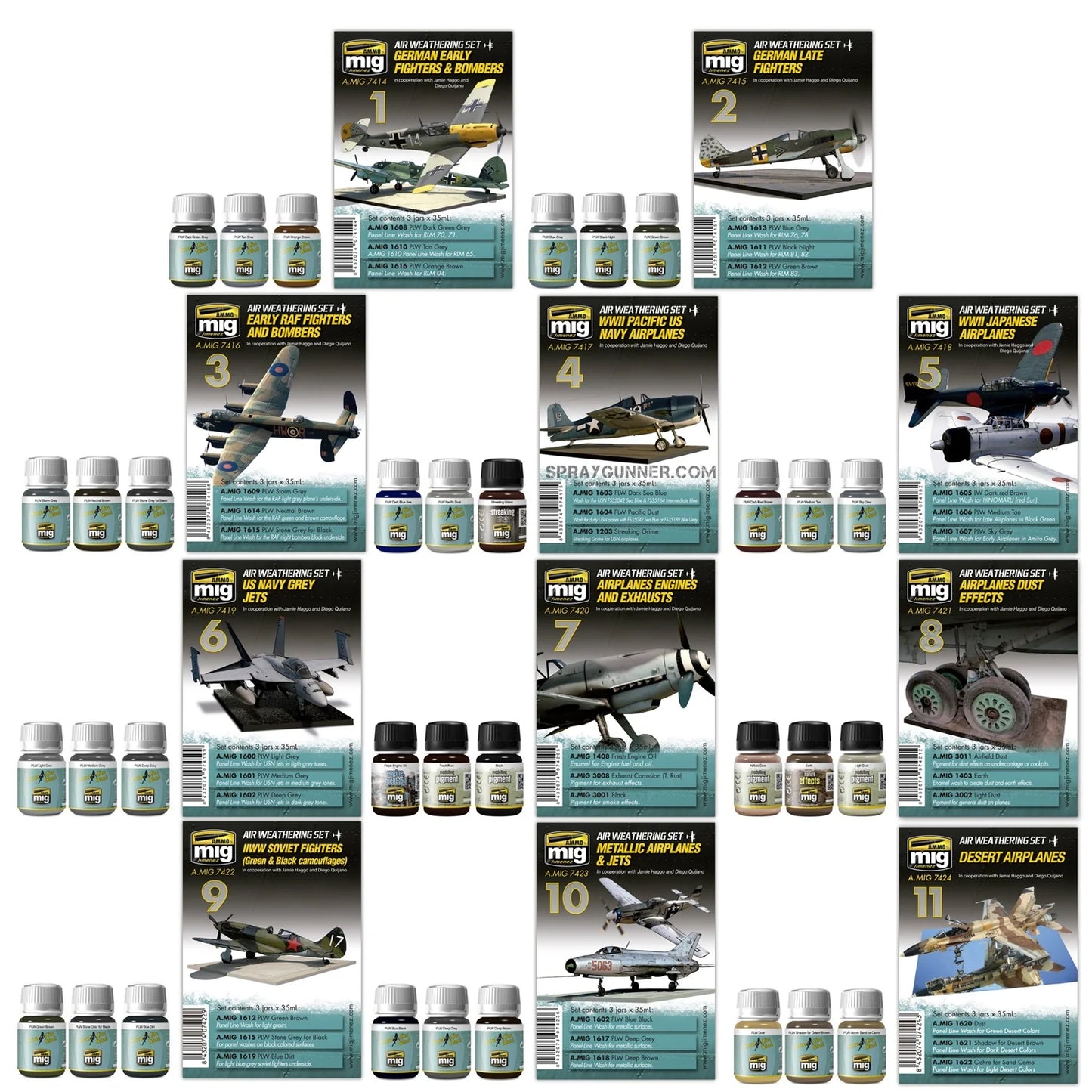 AMMO by MIG World War Plane Weathering Color Set