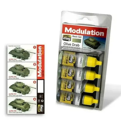 AMMO by MIG Acrylic Modulation Sets - OLIVE DRAB MODULATION SET AMMO by Mig Jimenez