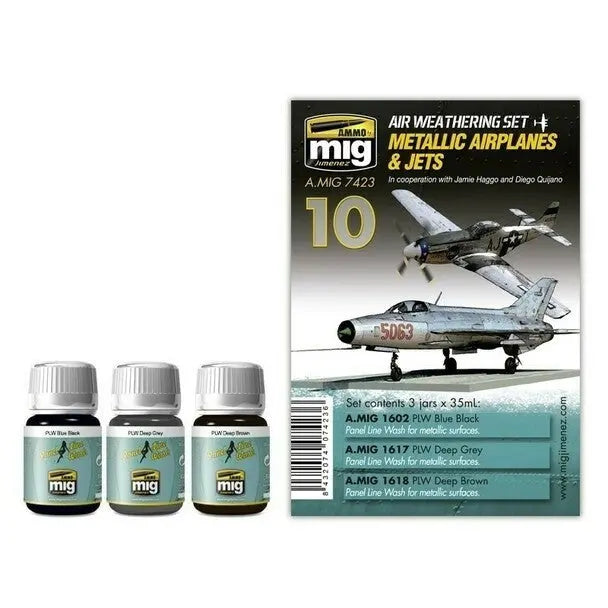 AMMO by MIG Aircraft Panel Line Wash Sets Metallic Airplanes & Jets