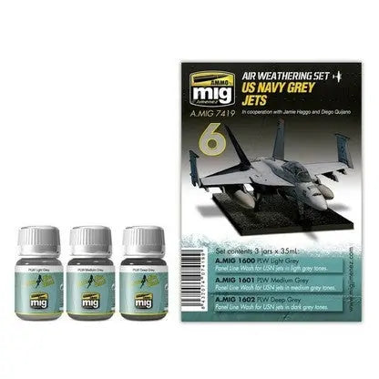 AMMO by MIG Aircraft Panel Line Wash Sets US Navy Grey Jets AMMO by Mig Jimenez