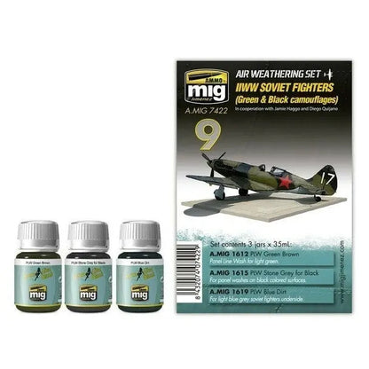 AMMO by MIG Aircraft Panel Line Wash Sets WWII Soviet Airplanes (Green & Black Camouflages)