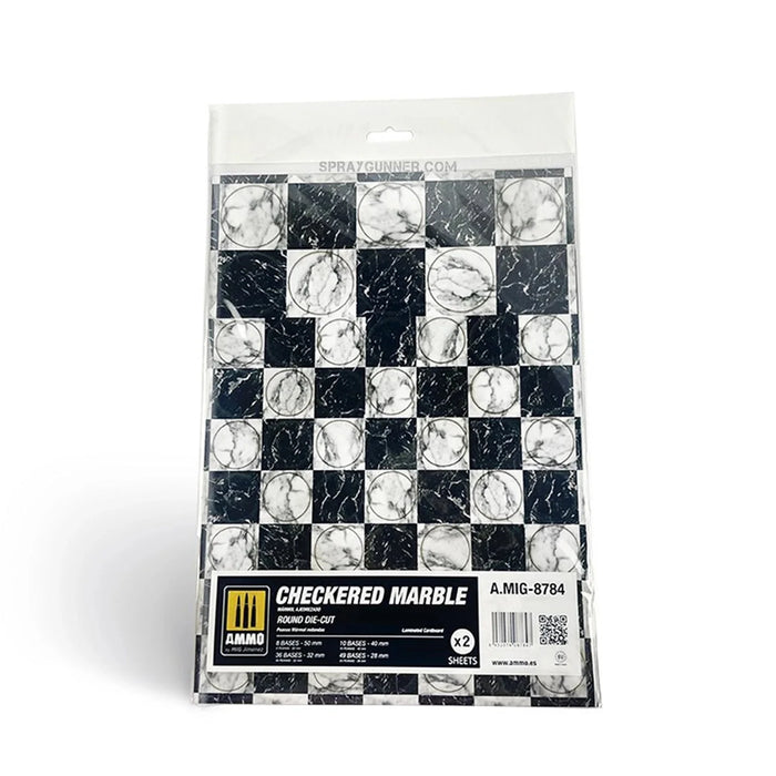 AMMO by MIG Checkered Marble. Round Die-cut for Bases for Wargames - 2 pcs