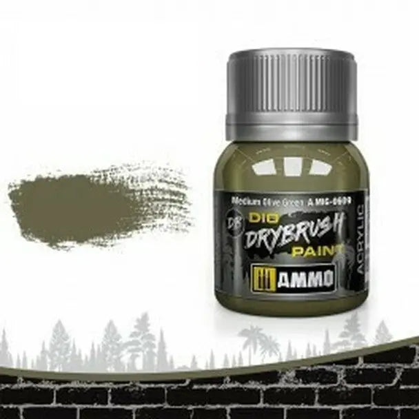 AMMO by MIG DIO Paints - DRYBRUSH Medium Olive Green