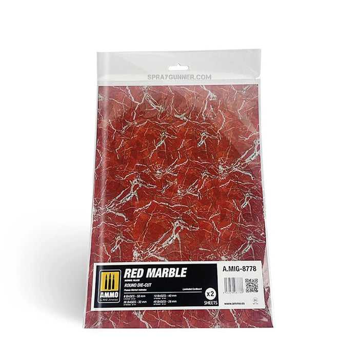 AMMO by MIG Red Marble. Round Die-cut for Bases for Wargames - 2 pcs