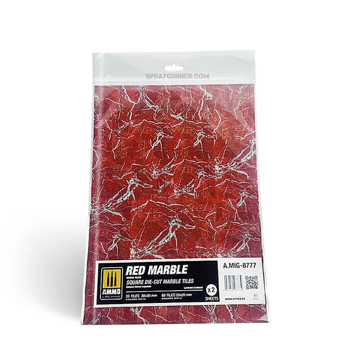 AMMO by MIG Red Marble. Square Die-cut Marble Tiles - 2 pcs