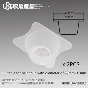 Airbrush Paint Filter Cups (set of 2) 22-31 mm size
