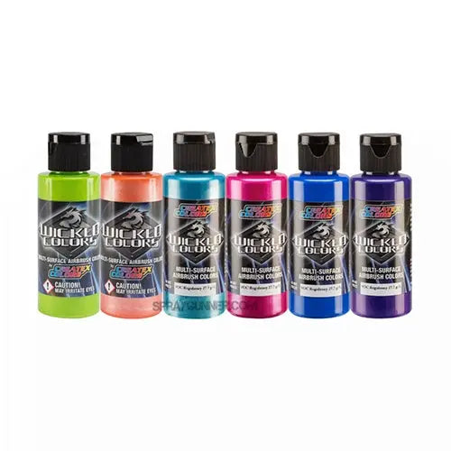 Createx W134-02 Wicked Colors Electric Tropics Paint Set 6 x 2oz Createx