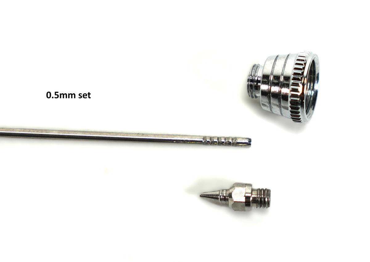 GX13 Pistol Trigger Gravity Feed Airbrush Set with Round and Fan Pattern Caps by NO-NAME Brand