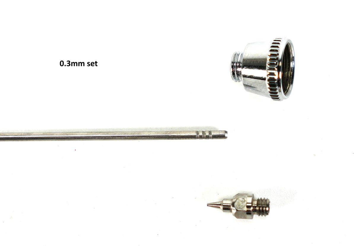 GX13 Pistol Trigger Gravity Feed Airbrush Set with Round and Fan Pattern Caps by NO-NAME Brand